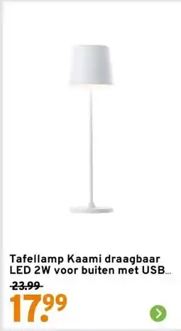 GAMMA Tafellamp Kaami draagbaar LED 2W voor buiten met USB oplaadbare accu, wit aanbieding