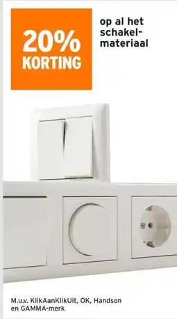 GAMMA 20% korting op al het schakelmateriaal aanbieding