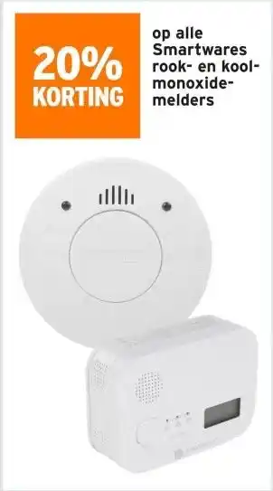 GAMMA 20% KORTING op alle Smartwares rook- en kool- monoxide- melders aanbieding