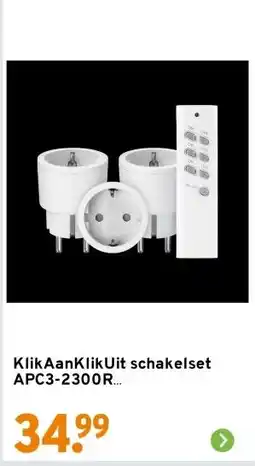 GAMMA KlikAanKlikUit schakelset APC3-2300R afstandsbediening en 3x stekkerdoos schakelaars aanbieding