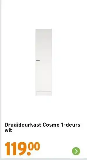 GAMMA Draaideurkast Cosmo 1-deurs wit aanbieding