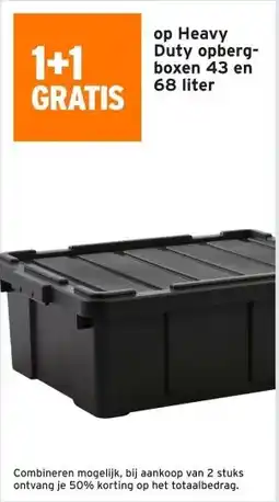GAMMA 1+1 GRATIS op Heavy Duty opberg- boxen 43 en 68 liter aanbieding