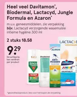 Etos Heel veel Davitamon*, Biodermal, Lactacyd, Jungle Formula en Azaron* aanbieding