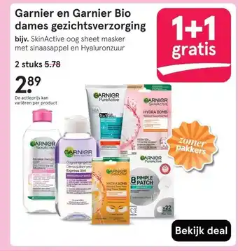 Etos Garnier en Garnier Bio dames gezichtsverzorging aanbieding