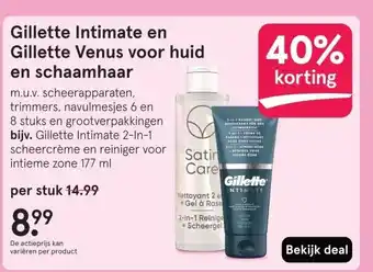 Etos Gillette Intimate en Gillette Venus voor huid en schaamhaar aanbieding