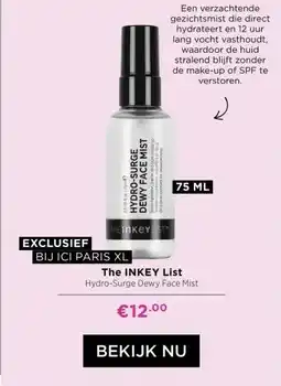 ICI Paris XL The INKEY List Hydro-Surge Dewy Face Mist aanbieding