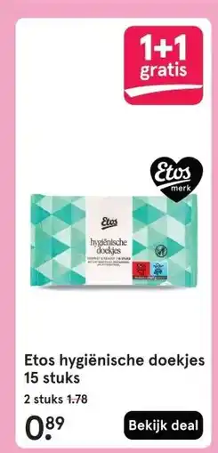 Etos Etos hygiënische doekjes 15 stuks aanbieding