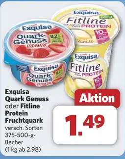 Combi Exquisa ERDBEER Quark Genuss oder Fitline Protein Fruchtquark aanbieding