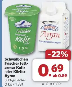 Combi Schwälbchen Frischer fett- armer Kefir oder Körfez Avran aanbieding