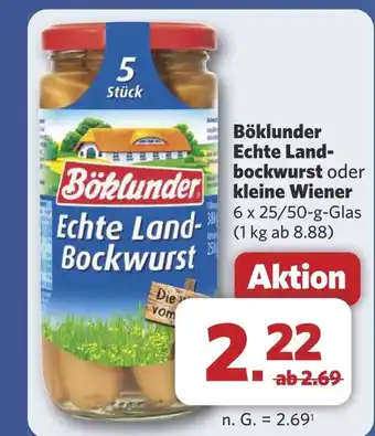 Combi Böklunder Echte Land- bockwurst oder kleine Wiener aanbieding