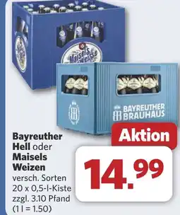 Combi Bayreuther Hell oder Maisels Weizen aanbieding