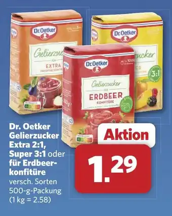 Combi Dr. Oetker Gelierzucker Extra 2:1, Super 3:1 oder für Erdbeer- konfitüre aanbieding