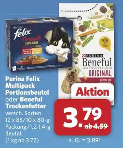 Combi Purina Felix Multipack Portionsbeutel oder Beneful Trockenfutter aanbieding