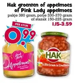 Boon`s Markt Hak groenten of appelmoes of Pink Lady appelmoes aanbieding