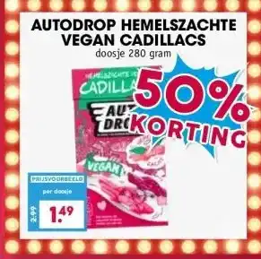 Boon`s Markt AUTODROP HEMELSZACHTE VEGAN CADILLACS doosje 280 gram aanbieding