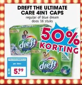 Boon`s Markt DREFT THE ULTIMATE CARE 4IN1 CAPS regular of blue dream doos 16 stuks. aanbieding