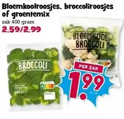 Boon`s Markt Bloemkoolroosjes, broccoliroosjes of groentemix zak 400 gram aanbieding