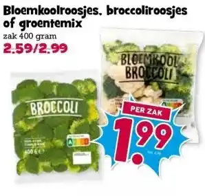 Boon`s Markt Bloemkoolroosjes, broccoliroosjes of groentemix zak 400 gram aanbieding