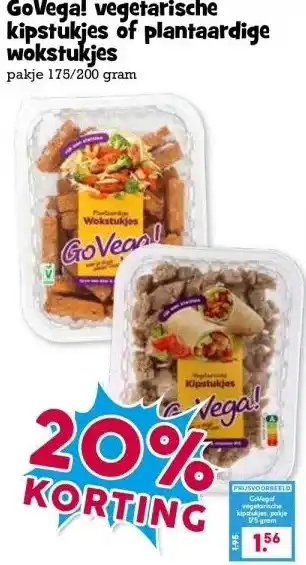 Boon`s Markt GoVega! vegetarische kipstukjes of plantaardige wokstukjes pakje 175/200 gram aanbieding