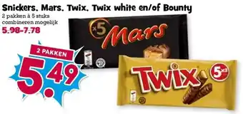 Boon`s Markt Snickers, Mars, Twix, Twix white en/of Bounty aanbieding