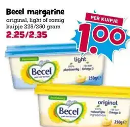 Boon`s Markt Becel margarine original, light of romig kuipje 225/250 gram aanbieding