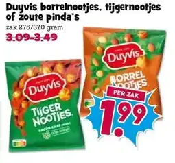 Boon`s Markt Duyvis borrelnootjes. tijgernootjes of zoute pinda's aanbieding