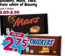 Boon`s Markt Snickers. Mars. Twix. Twix white of Bounty aanbieding