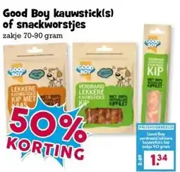 Boon`s Markt Good Boy kauwstick(s) of snackworstjes aanbieding