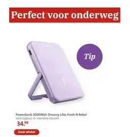 Bruna Powerbank 5000Mah Dreamy Lilac Fresh N Rebel Verkrijgbaar in meedere kleuren aanbieding