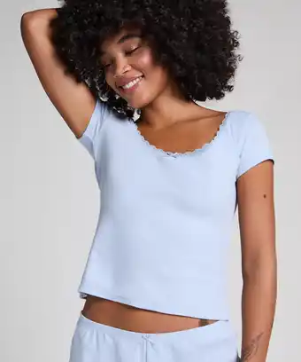 Hunkemoller Hunkemöller Pointelle Top Blauw aanbieding