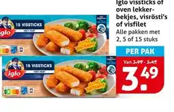 Hoogvliet Iglo vissticks of oven lekker- bekjes, visrösti's of visfilet aanbieding