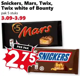 CoopCompact Snickers, Mars, Twix, Twix white of Bounty aanbieding