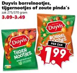 CoopCompact Duyvis borrelnootjes, tijgernootjes of zoute pinda's aanbieding
