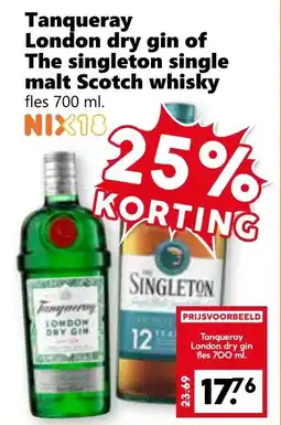 CoopCompact Tanqueray London dry gin of The singleton single malt Scotch whisky aanbieding