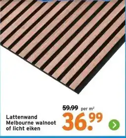 GAMMA Lattenwand Melbourne walnoot of licht eiken aanbieding