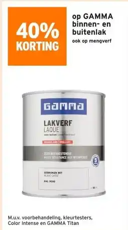 GAMMA 40% korting op GAMMA binnen- en buitenlak aanbieding