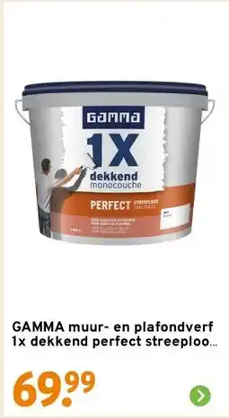 GAMMA GAMMA muur- en plafondverf 1x dekkend perfect streeploos wit 10 liter aanbieding