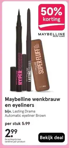 Etos Maybelline wenkbrauw en eyeliners aanbieding