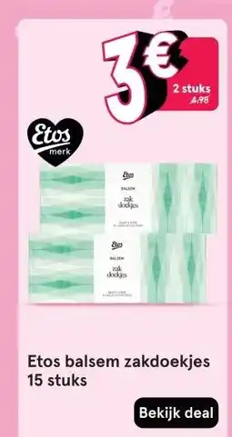 Etos Etos balsem zakdoekjes 15 stuks aanbieding