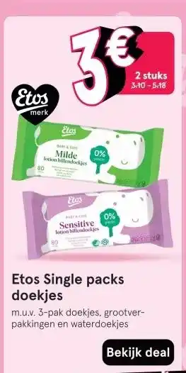 Etos Etos Single packs doekjes aanbieding