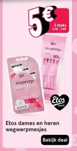 Etos Etos dames en heren wegwerpmesjes aanbieding