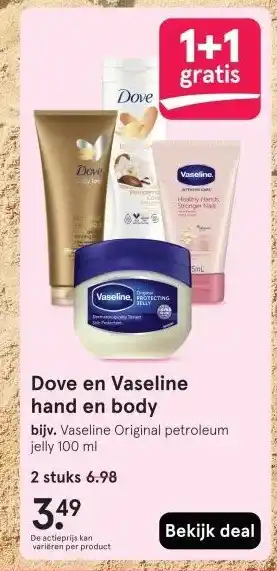 Etos Dove en Vaseline hand en body aanbieding