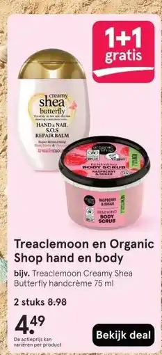 Etos Treaclemoon en Organic Shop hand en body aanbieding