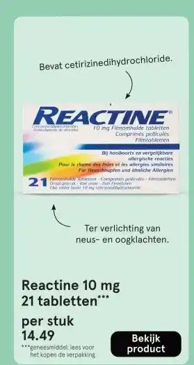 Etos Reactine 10 mg 21 tabletten*** aanbieding