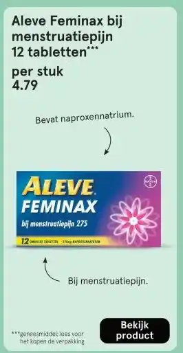 Etos Aleve Feminax bij menstruatiepijn 12 tabletten*** aanbieding