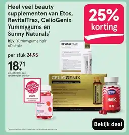 Etos Heel veel beauty supplementen van Etos, RevitalTrax, CelioGenix Yummygums en Sunny Naturals aanbieding