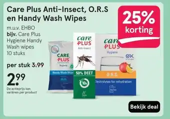 Etos Care Plus Anti-Insect, O.R.S en Handy Wash Wipes aanbieding