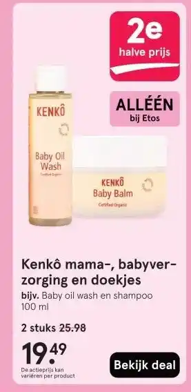 Etos Kenko mama-, babyver- zorging en doekjes aanbieding