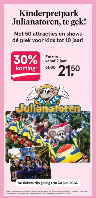 Etos Kinderpretpark Julianatoren, te gek! aanbieding