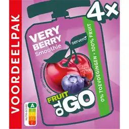 Jumbo Servero Very Berry Smoothie Fruit to Go Appel, Kersen, Bosvruchten Voordeelpak 4 x 100 g aanbieding